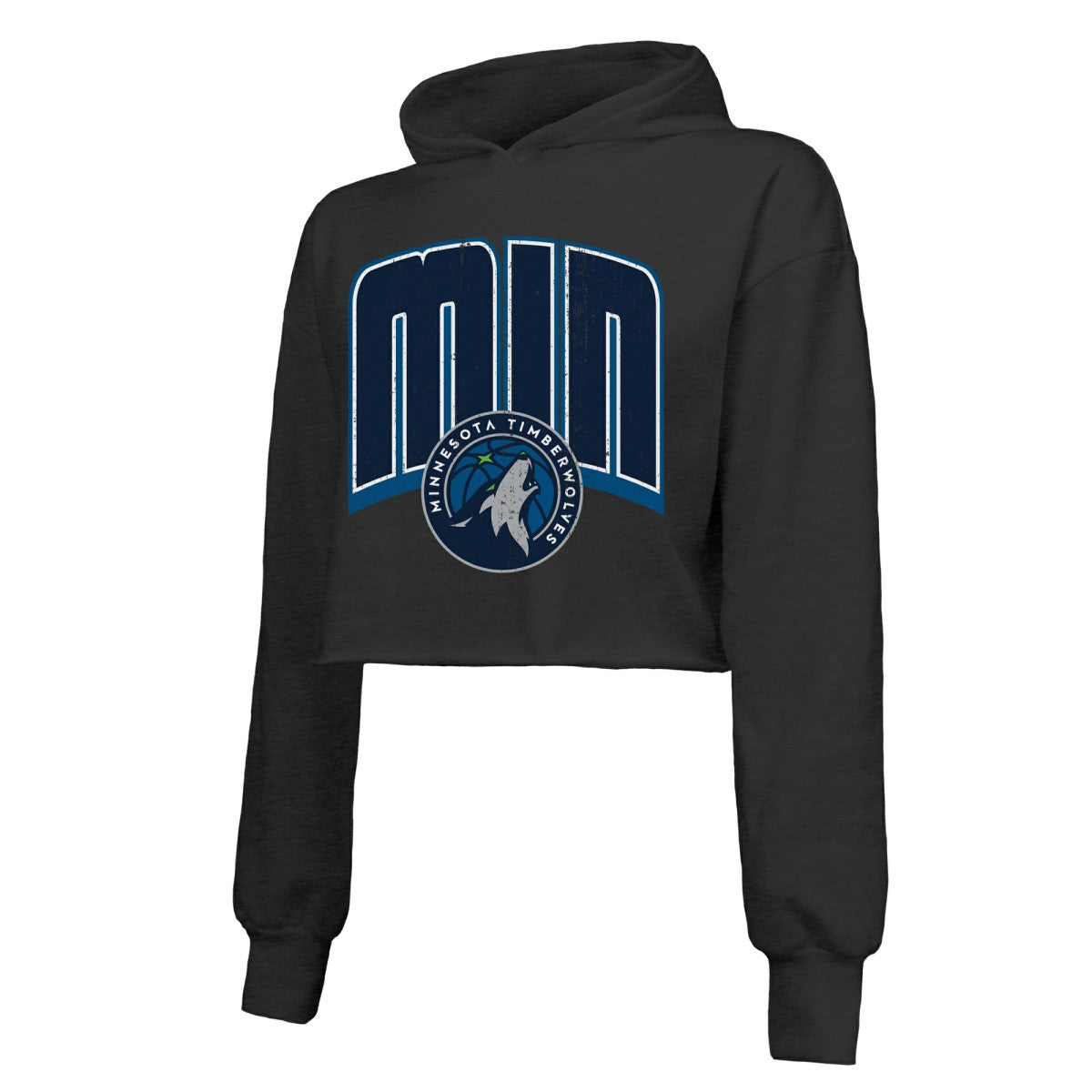 NBA Minnesota Timberwolves Majestic Threads Women's Tri-Blend Cropped Pullover Hoodie