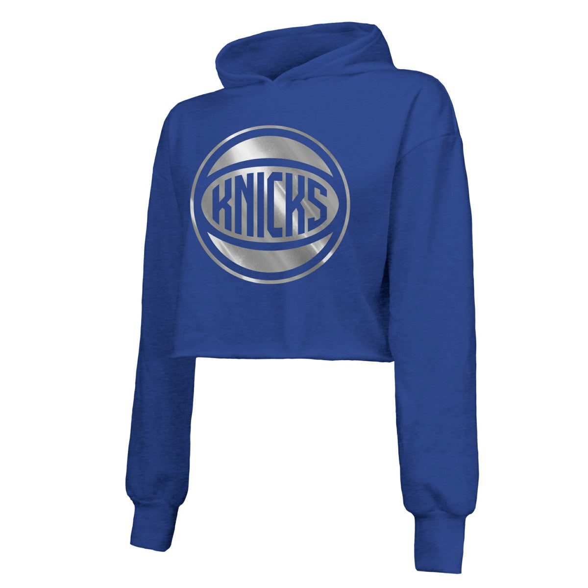 NBA New York Knicks Majestic Threads Women's Tri-Blend Cropped Pullover Hoodie