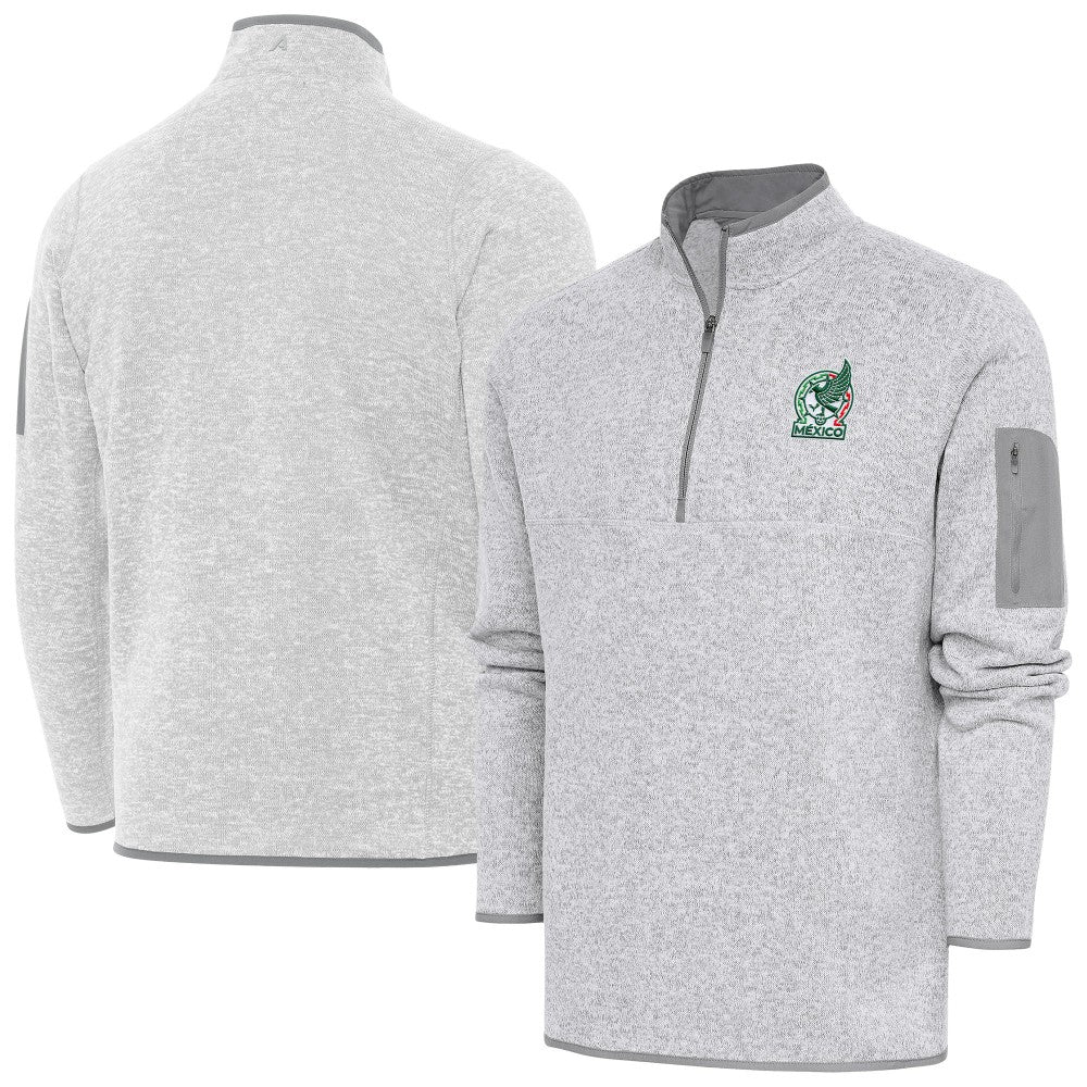 Mexico National Team Antigua Elevate Quarter-Zip Pullover -  Heather Gray
