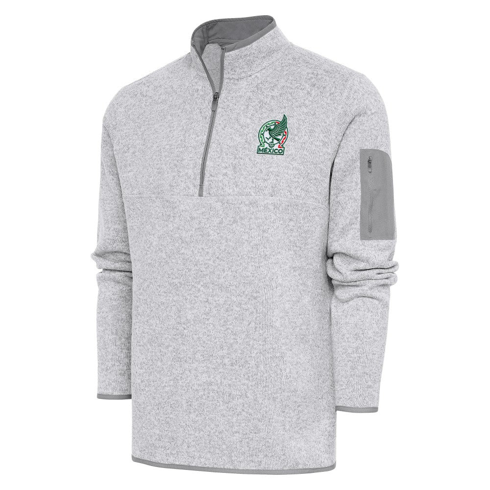Mexico National Team Antigua Elevate Quarter-Zip Pullover -  Heather Gray