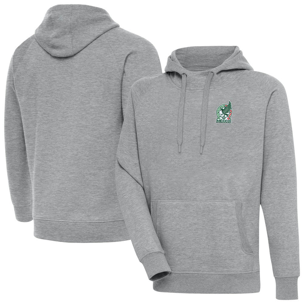 Mexico National Team Antigua Takeover Pullover Hoodie -  Heather Gray