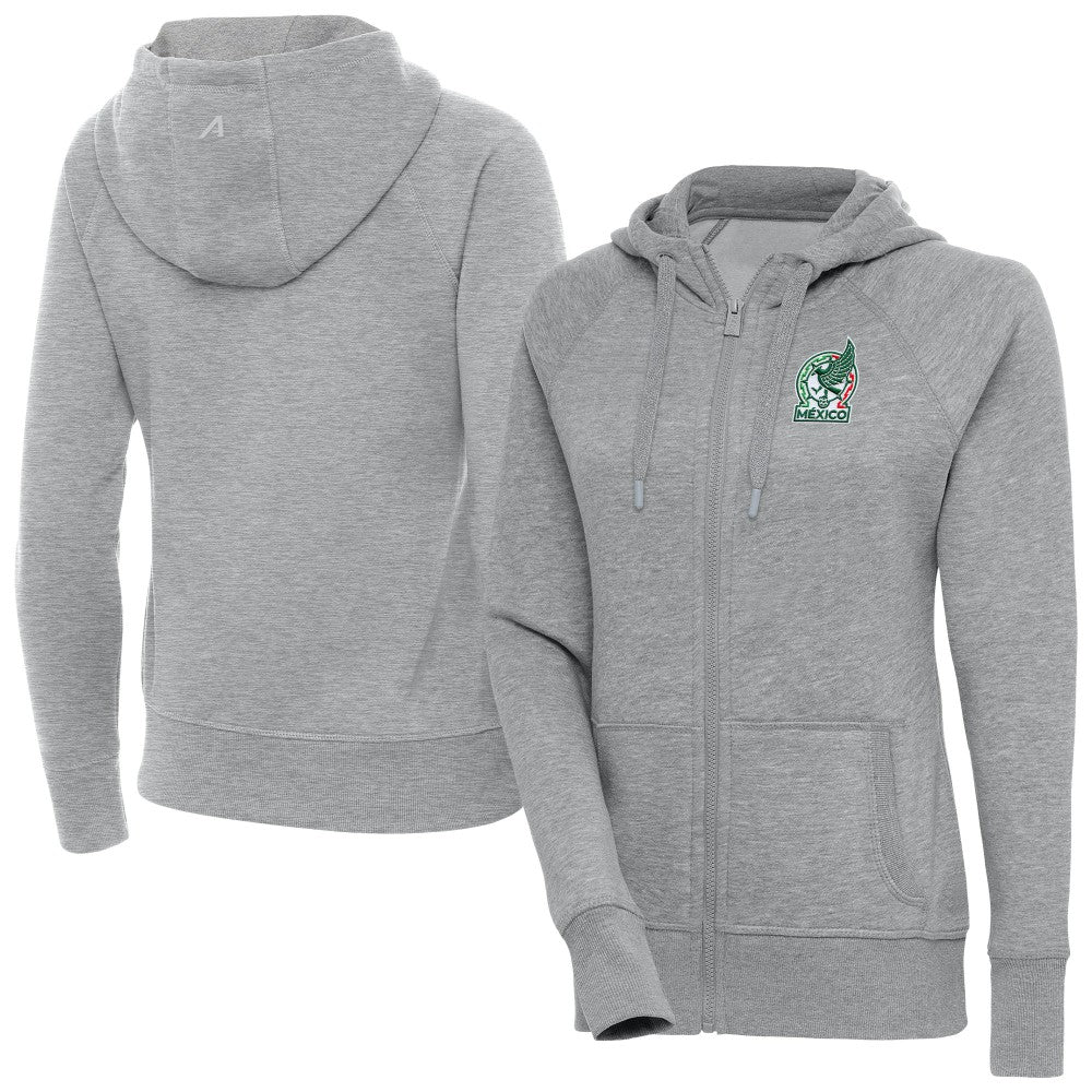 Mexico National Team Antigua Women's Takeover Full-Zip Hoodie -  Heather Gray