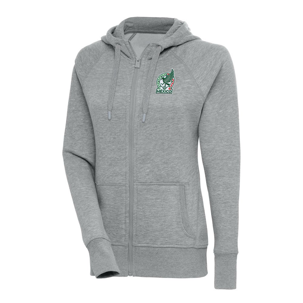 Mexico National Team Antigua Women's Takeover Full-Zip Hoodie -  Heather Gray