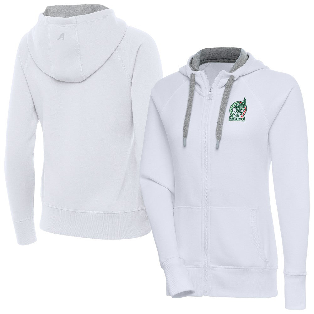 Mexico National Team Antigua Women's Takeover Full-Zip Hoodie -  White