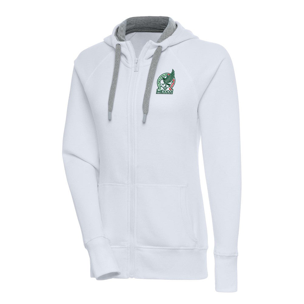 Mexico National Team Antigua Women's Takeover Full-Zip Hoodie -  White