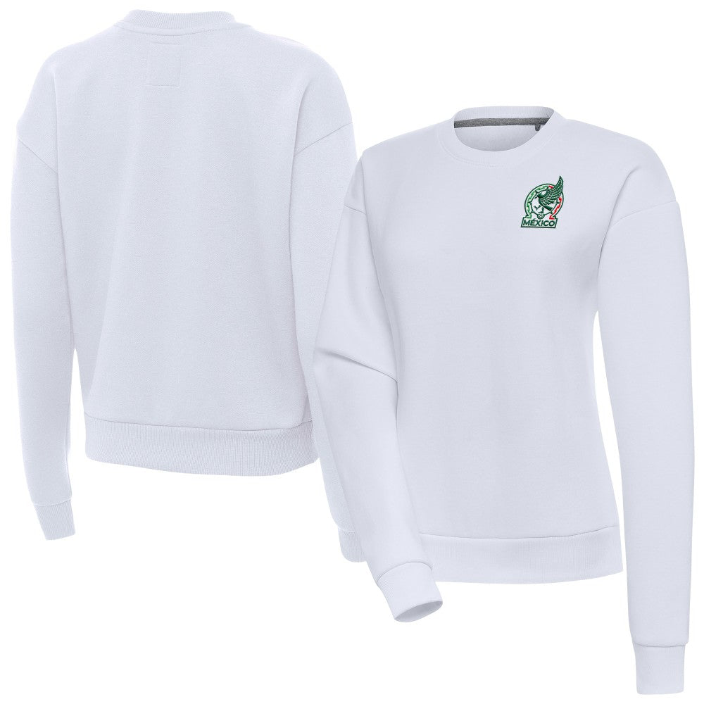 Mexico National Team Antigua Women's Takeover Pullover Sweatshirt -  White