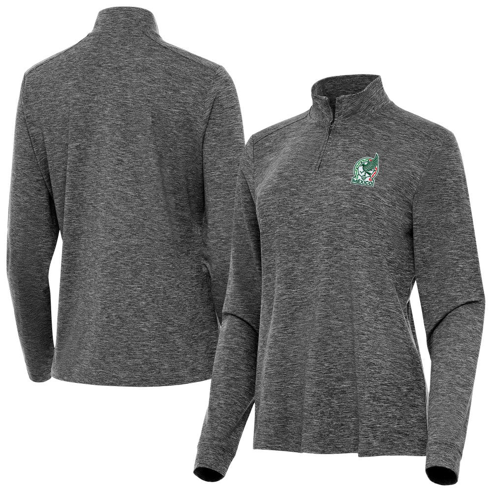 Mexico National Team Antigua Women's Master Quarter-Zip Pullover -  Heather Black