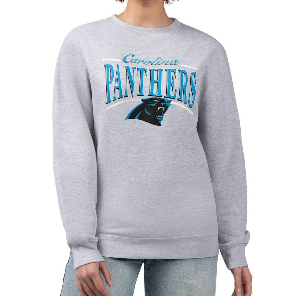 Starter Women's Arch Stripe Fleece Pullover Sweatshirt - Carolina Panthers