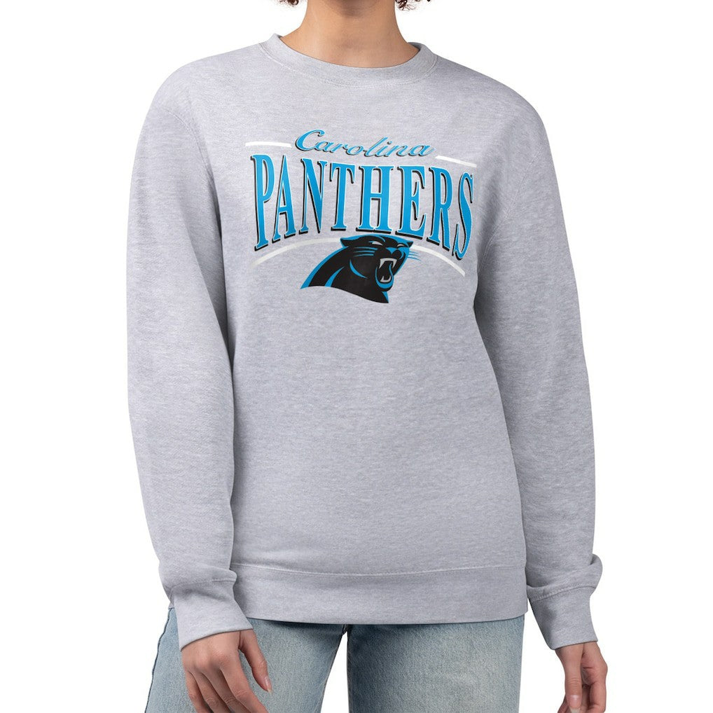 Starter Women's Arch Stripe Fleece Pullover Sweatshirt - Carolina Panthers