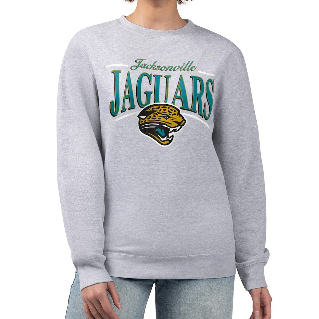 Starter Women's Throwback Arch Stripe Fleece Pullover Sweatshirt - Jacksonville Jaguars