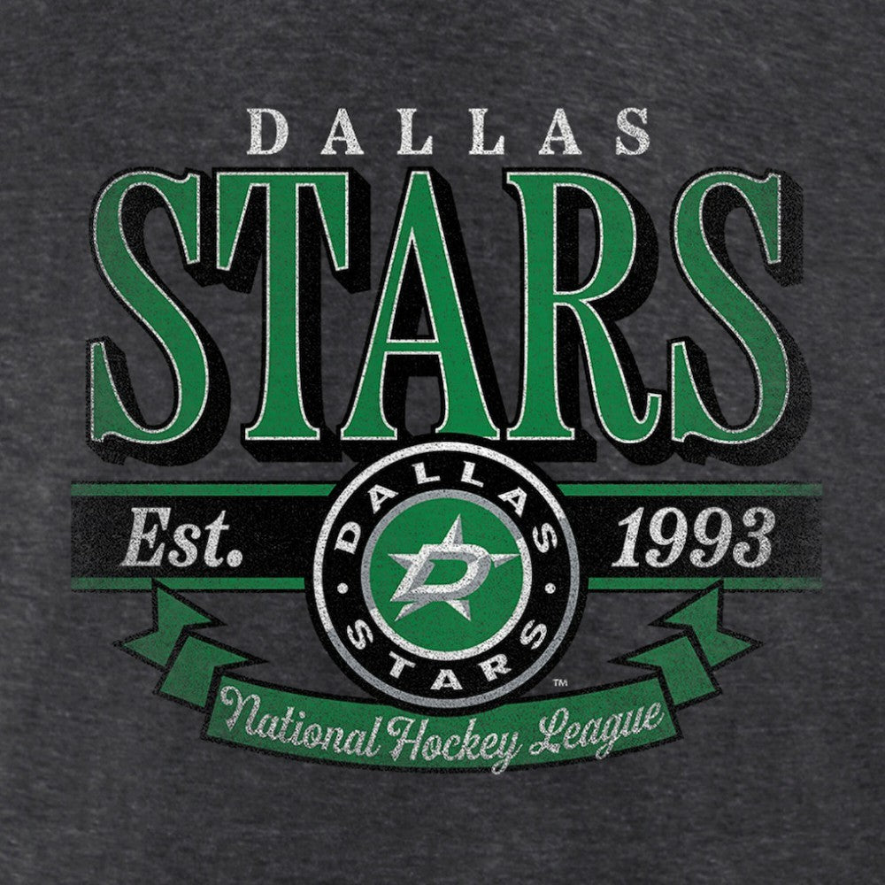 NHL Charcoal Dallas Stars Women's Retro Banner V-Neck T-Shirt
