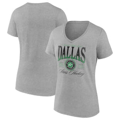 NHL Gray Dallas Stars Women's Retro Script V-Neck T-Shirt