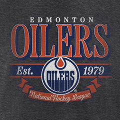 NHL Charcoal Edmonton Oilers Women's Retro Banner V-Neck T-Shirt