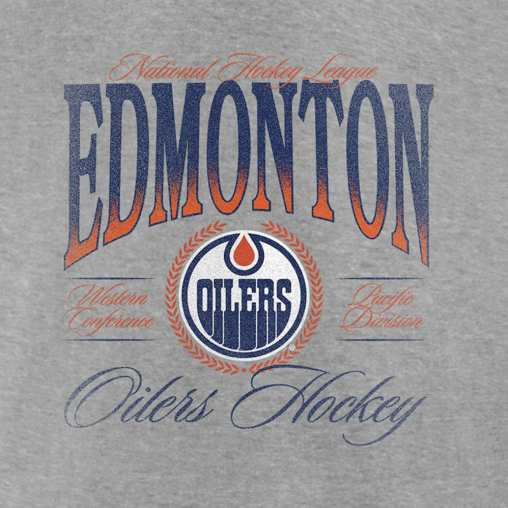 NHL Gray Edmonton Oilers Women's Retro Script V-Neck T-Shirt