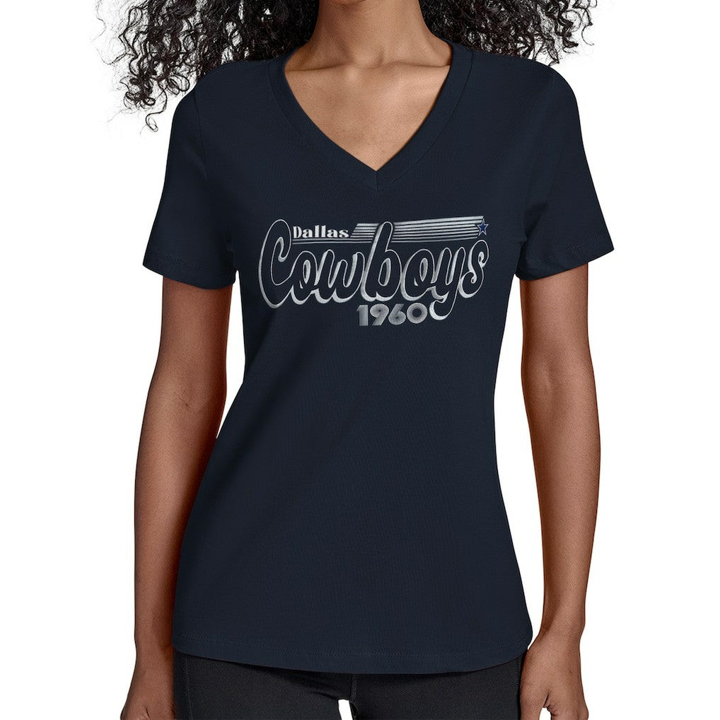 Starter Women's Groovy Script V-Neck T-Shirt - Dallas Cowboys