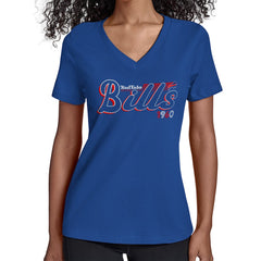 Starter Women's Groovy Script V-Neck T-Shirt - Buffalo Bills
