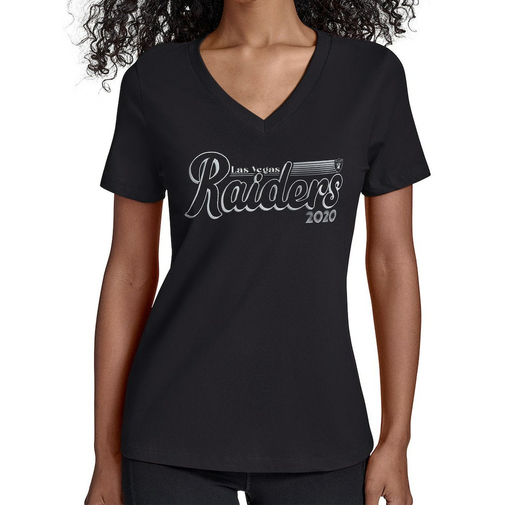 Starter Women's Groovy Script V-Neck T-Shirt - Las Vegas Raiders