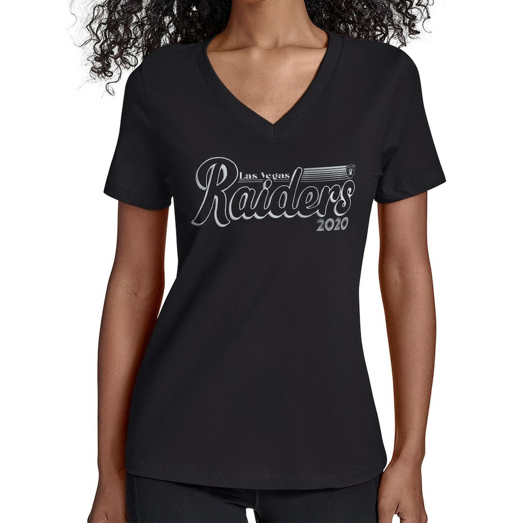 Starter Women's Groovy Script V-Neck T-Shirt - Las Vegas Raiders