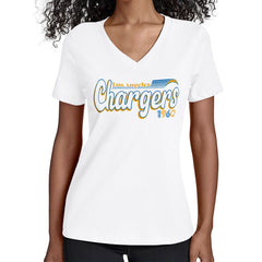 Starter Women's Groovy Script V-Neck T-Shirt - Los Angeles Chargers