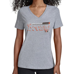 Starter Women's Groovy Script V-Neck T-Shirt - Cleveland Browns