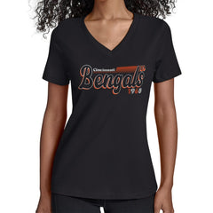 Starter Women's Groovy Script V-Neck T-Shirt - Cincinnati Bengals
