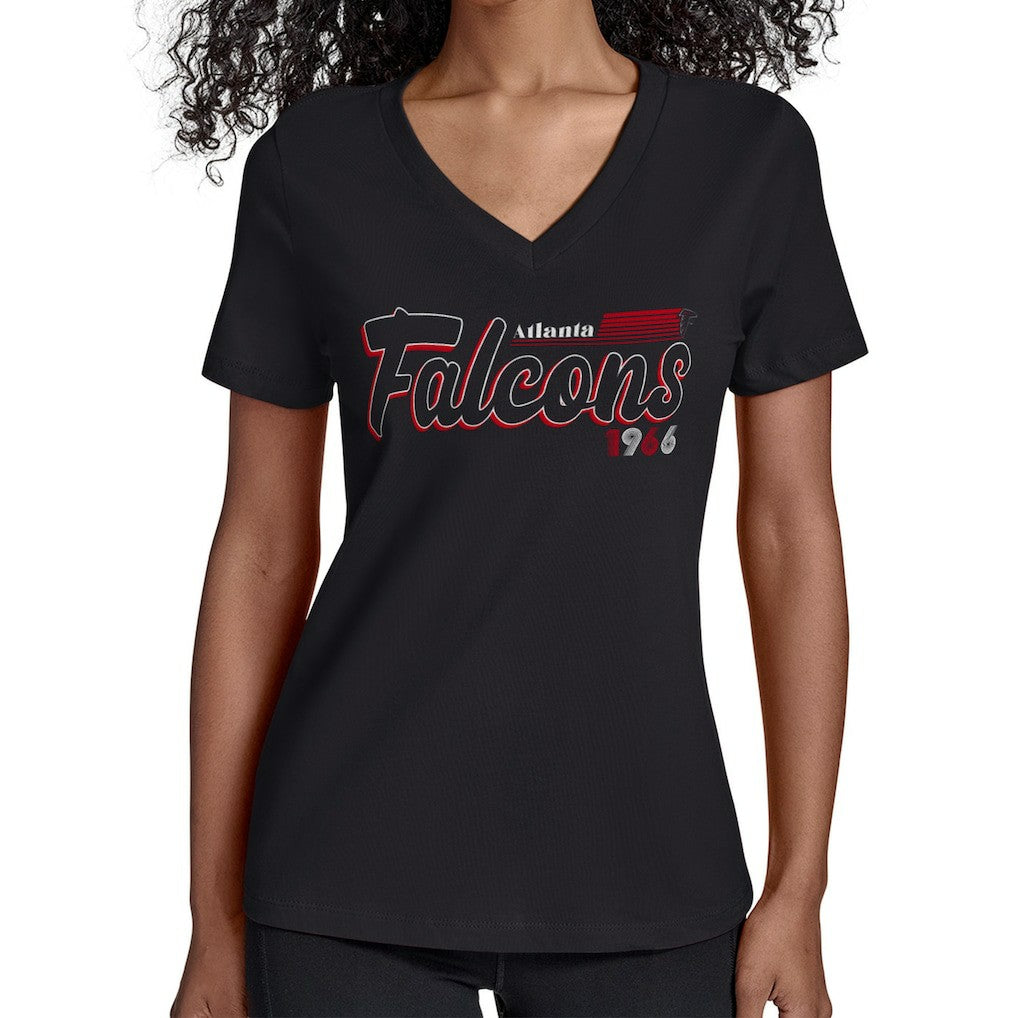 Starter Women's Groovy Script V-Neck T-Shirt - Atlanta Falcons