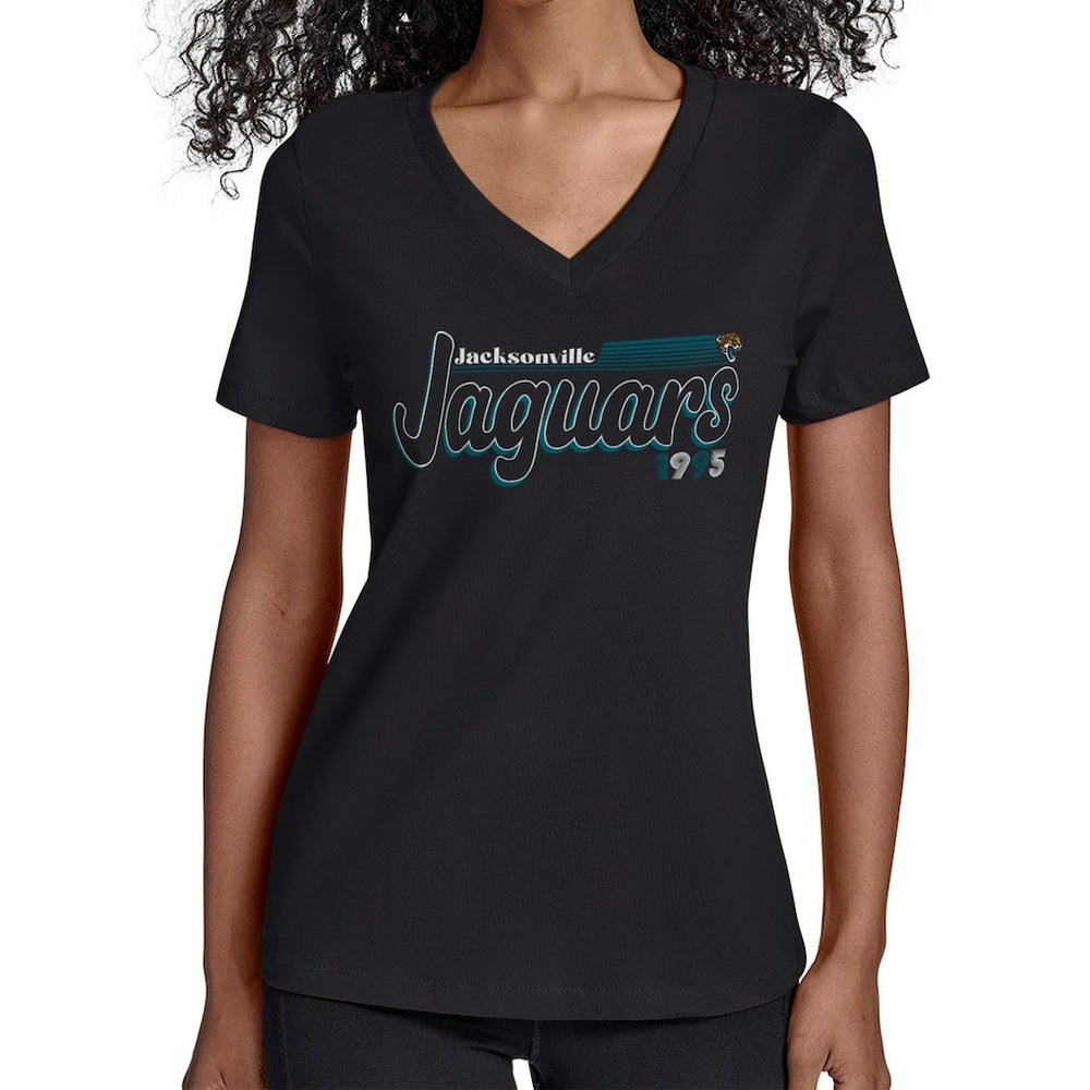 Starter Women's Groovy Script V-Neck T-Shirt - Jacksonville Jaguars