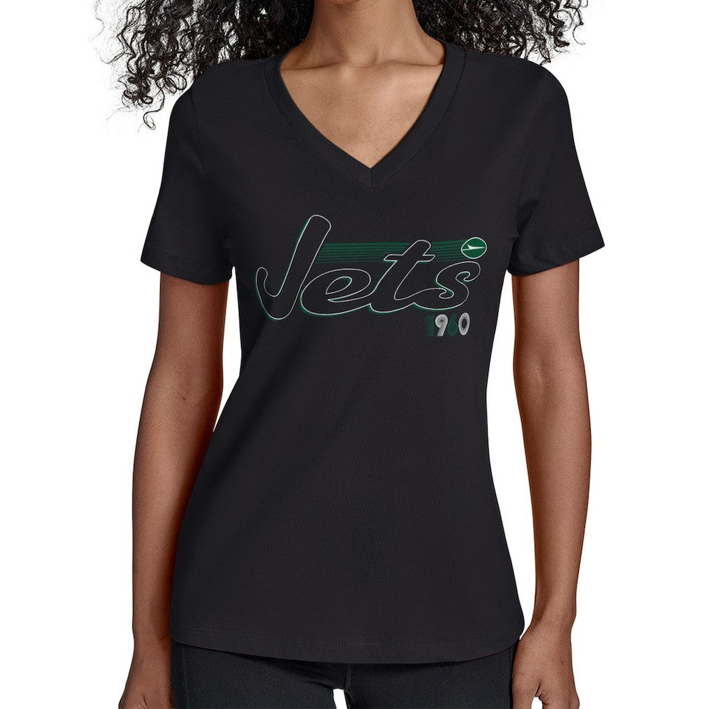 Starter Women's Groovy Script V-Neck T-Shirt - New York Jets