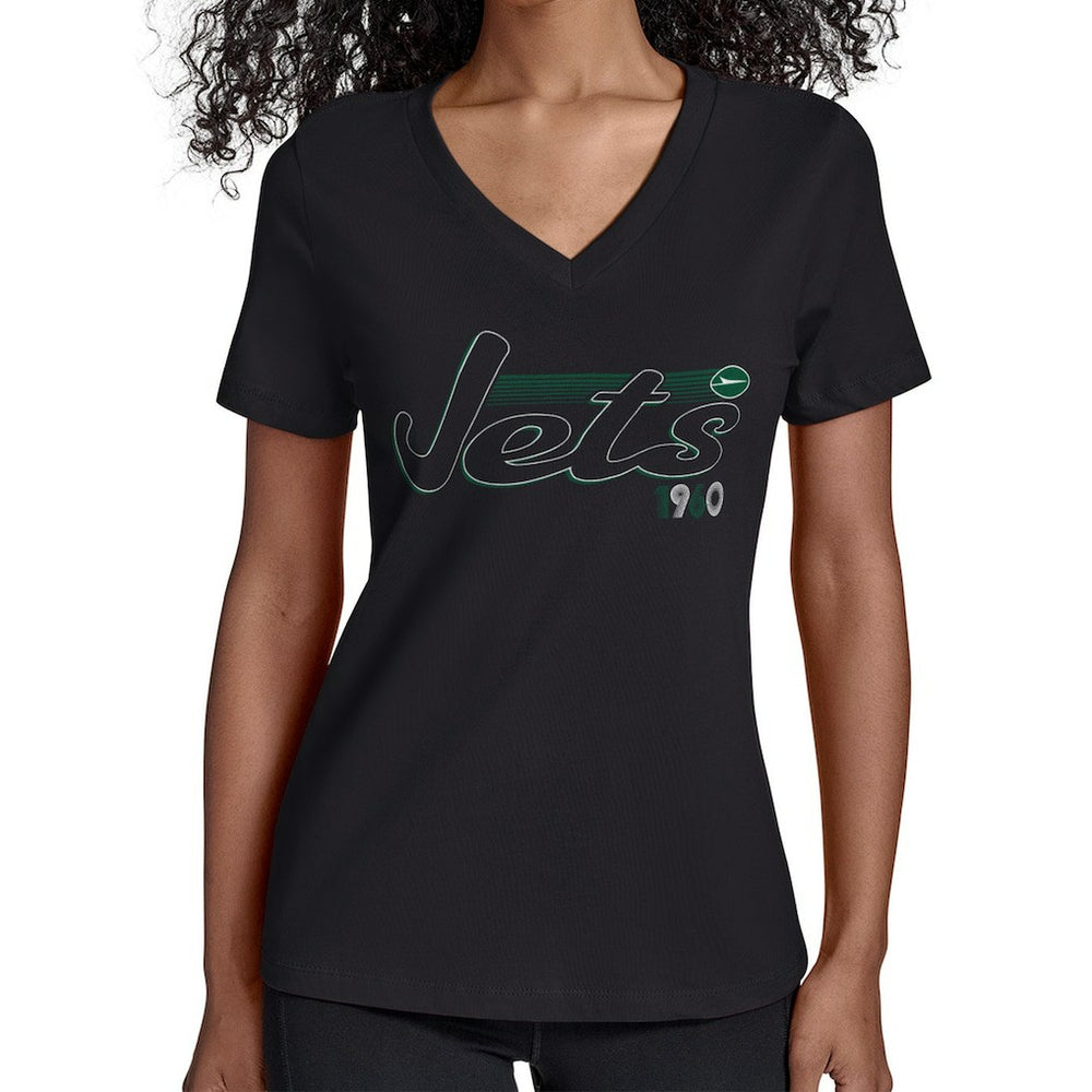 Starter Women's Groovy Script V-Neck T-Shirt - New York Jets