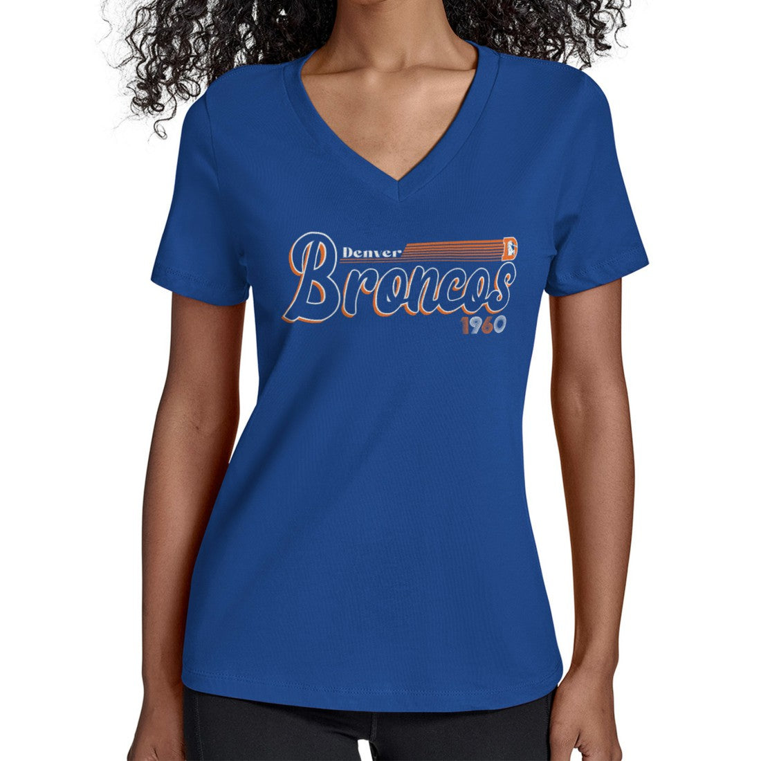 Starter Women's Throwback Groovy Script V-Neck T-Shirt - Denver Broncos