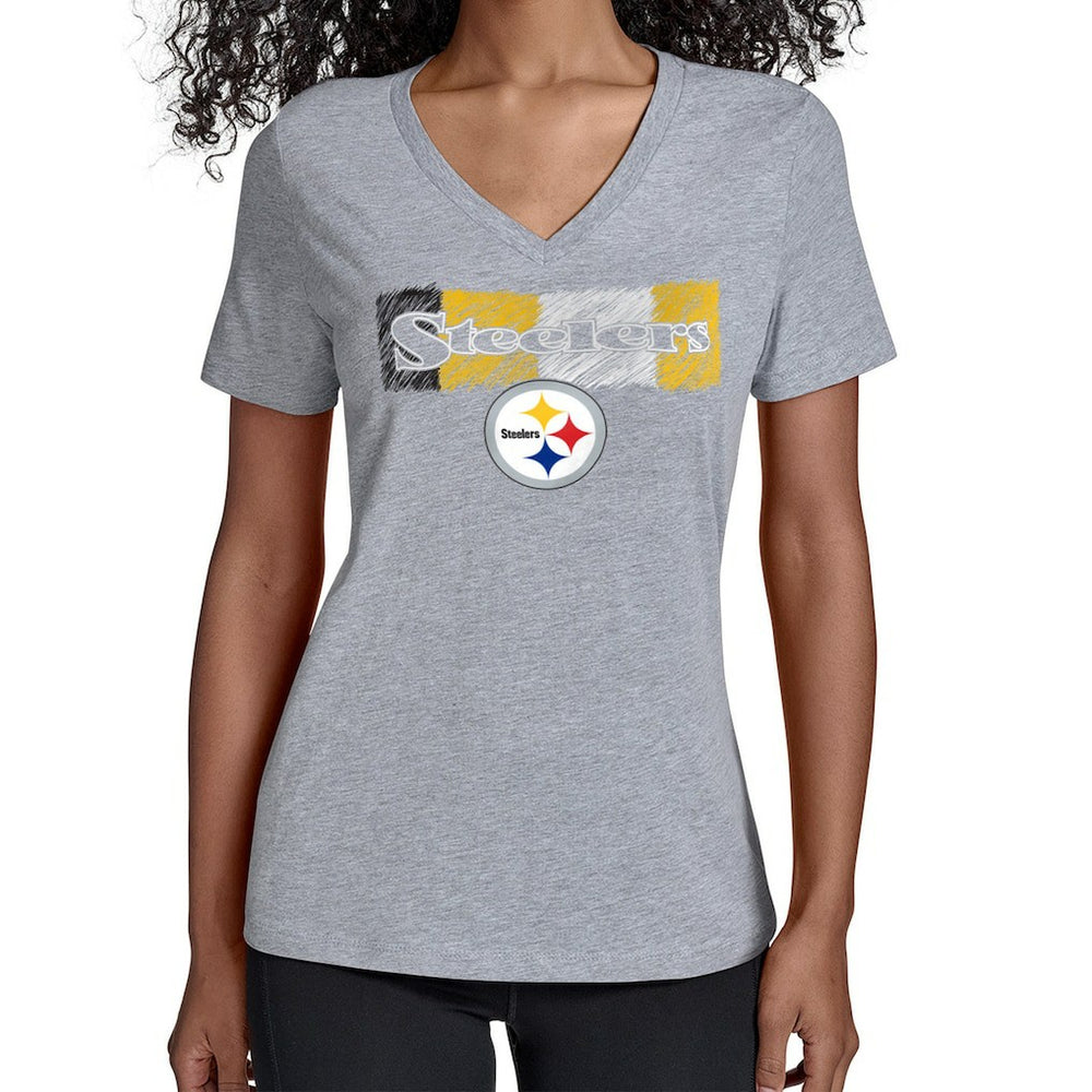 Starter Women's Color Shading V-Neck T-Shirt - Pittsburgh Steelers