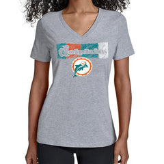 Starter Women's Color Shading V-Neck T-Shirt - Miami Dolphins
