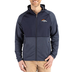 Cutter & Buck Peshastin Eco Fleece Recycled Raglan Full-Zip Tri-Blend Hybrid Jacket - Denver Broncos