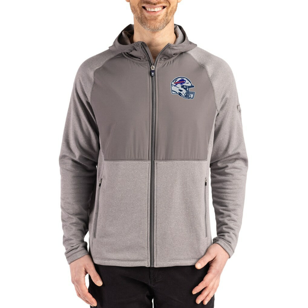 Cutter & Buck Peshastin Eco Fleece Recycled Raglan Full-Zip Tri-Blend Hybrid Jacket - Buffalo Bills