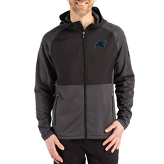 Cutter & Buck Peshastin Eco Fleece Recycled Raglan Full-Zip Tri-Blend Hybrid Jacket - Carolina Panthers