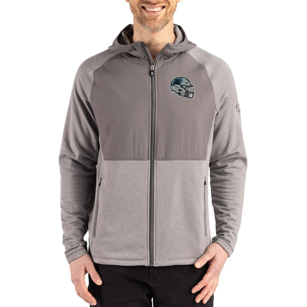 Cutter & Buck Peshastin Eco Fleece Recycled Raglan Full-Zip Tri-Blend Hybrid Jacket - Carolina Panthers
