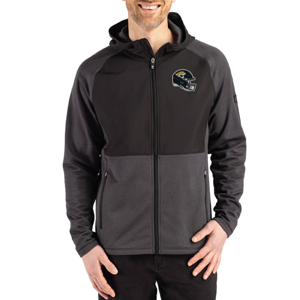 Cutter & Buck Peshastin Eco Fleece Recycled Raglan Full-Zip Tri-Blend Hybrid Jacket - Jacksonville Jaguars