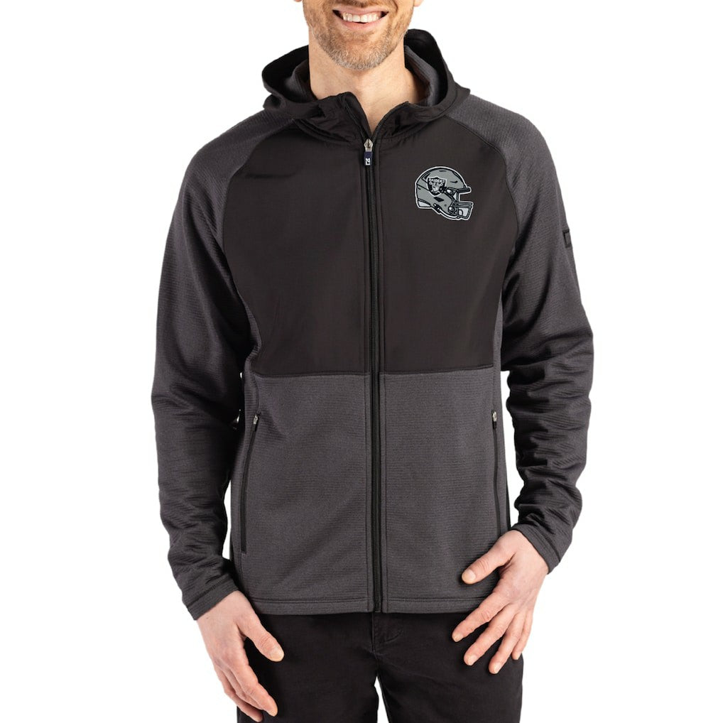 Cutter & Buck Peshastin Eco Fleece Recycled Raglan Full-Zip Tri-Blend Hybrid Jacket - Las Vegas Raiders
