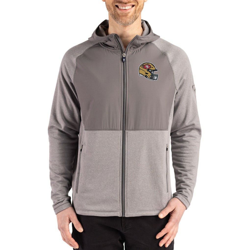 Cutter & Buck Peshastin Eco Fleece Recycled Raglan Full-Zip Tri-Blend Hybrid Jacket - San Francisco 49ers