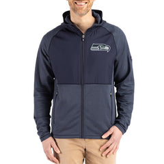 Cutter & Buck Peshastin Eco Fleece Recycled Raglan Full-Zip Tri-Blend Hybrid Jacket - Seattle Seahawks