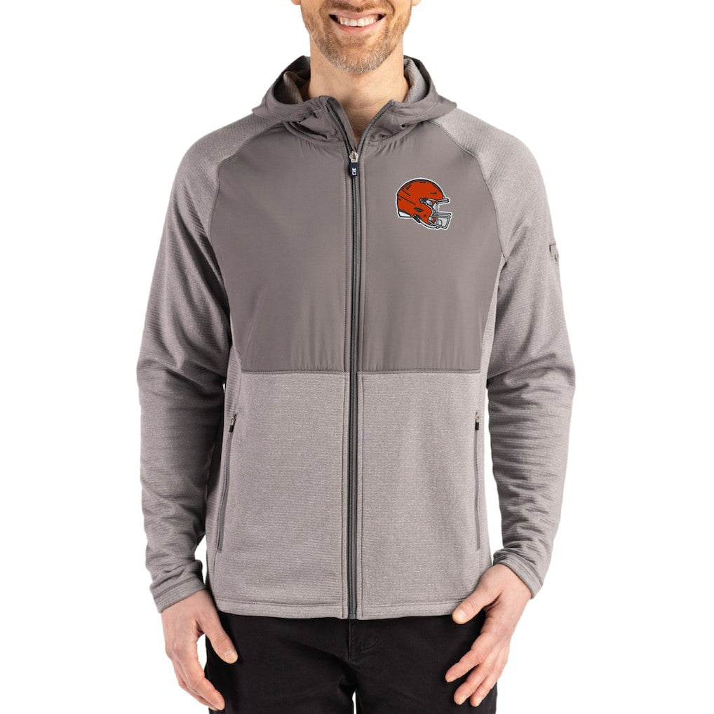 Cutter & Buck Peshastin Eco Fleece Recycled Raglan Full-Zip Tri-Blend Hybrid Jacket - Cleveland Browns