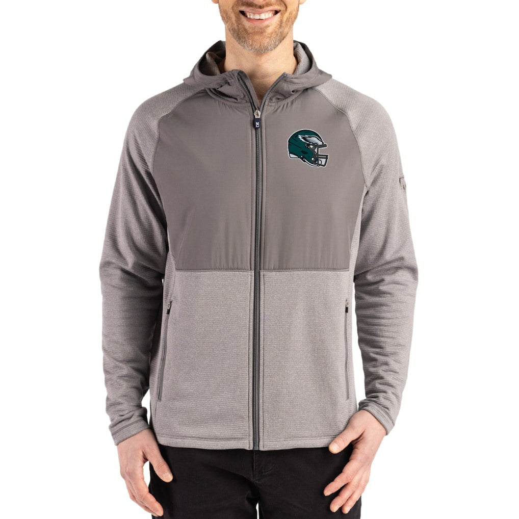 Cutter & Buck Peshastin Eco Fleece Recycled Raglan Full-Zip Tri-Blend Hybrid Jacket - Philadelphia Eagles