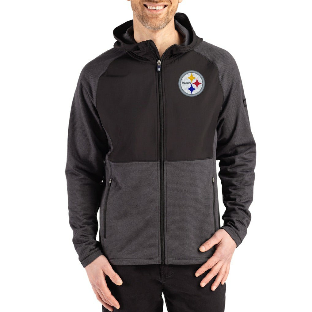 Cutter & Buck Peshastin Eco Fleece Recycled Raglan Full-Zip Tri-Blend Hybrid Jacket - Pittsburgh Steelers