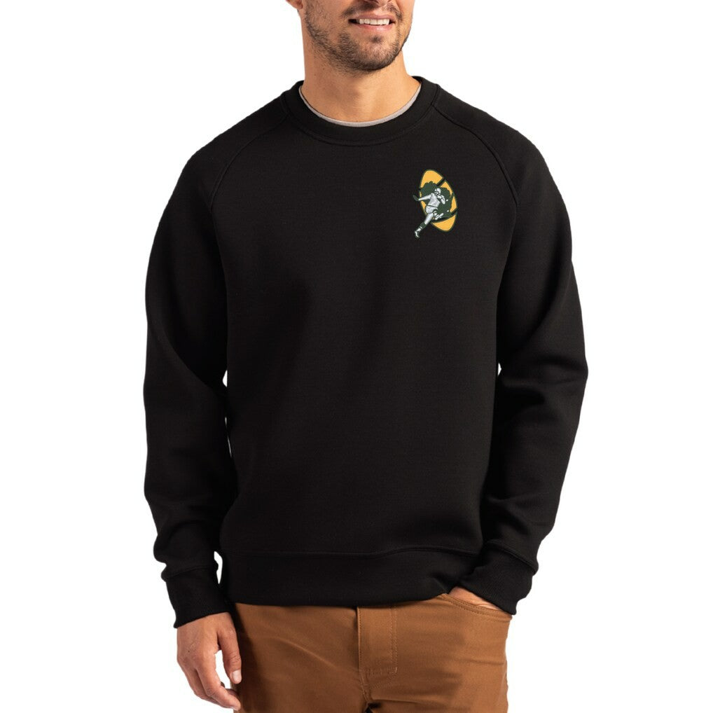 Cutter & Buck Throwback Roam Recycled Raglan Pullover Sweatshirt - Green Bay Packers