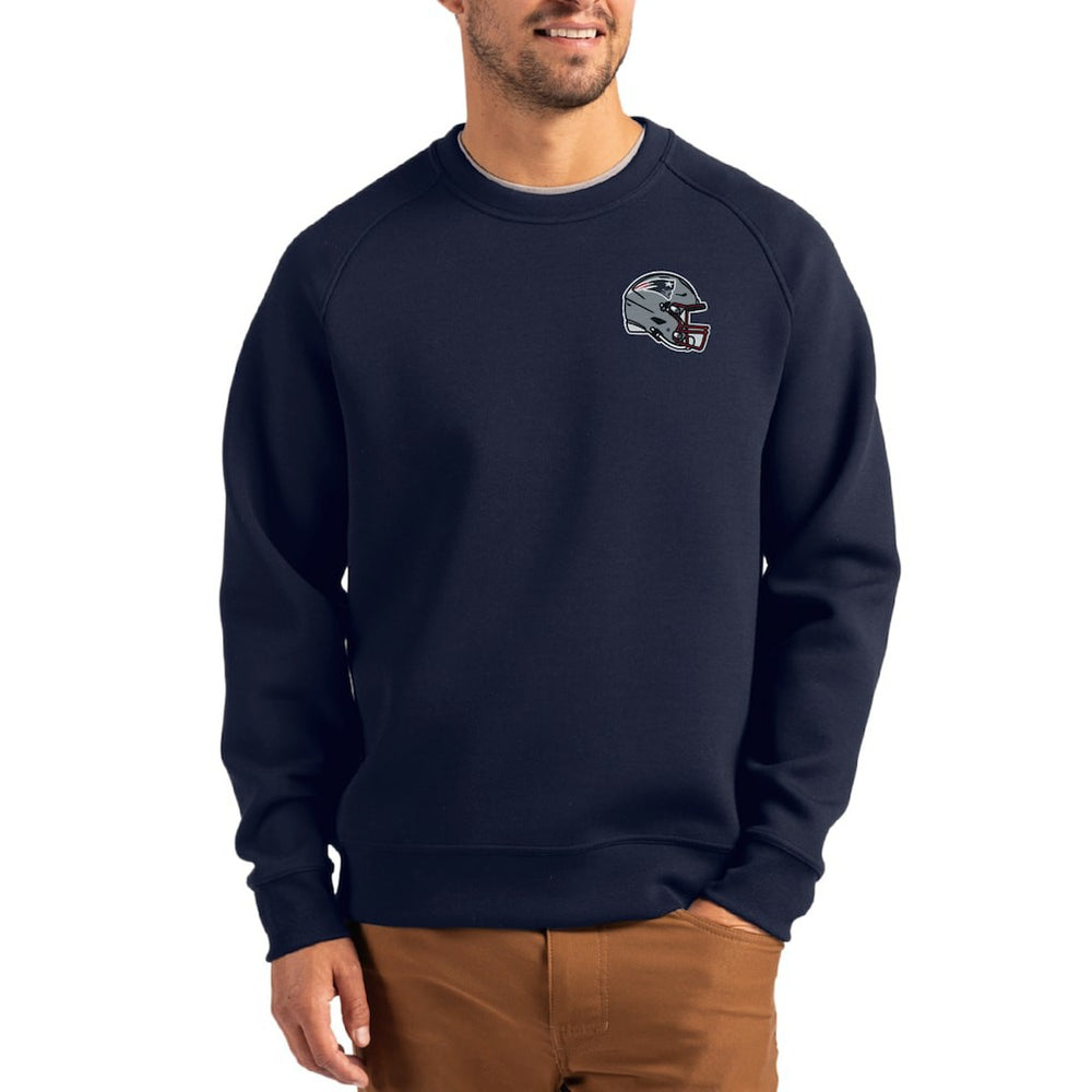 Cutter & Buck Helmet Roam Recycled Raglan Pullover Sweatshirt - New England Patriots