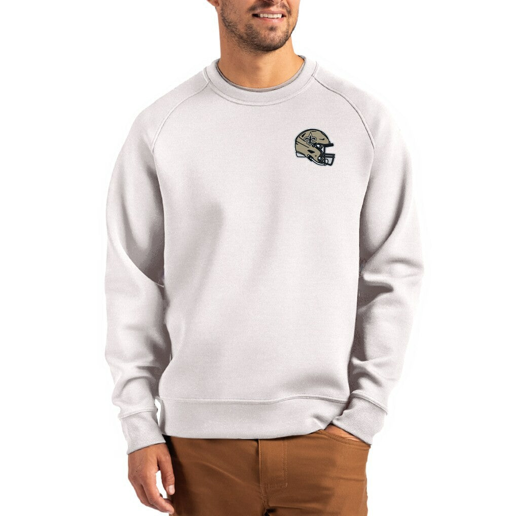 Cutter & Buck Helmet Roam Recycled Raglan Pullover Sweatshirt - New Orleans Saints
