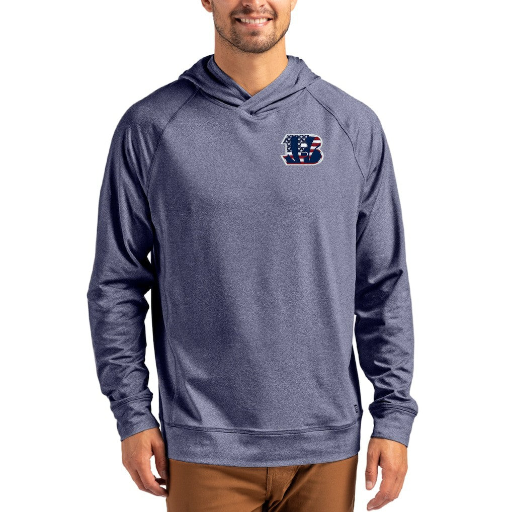 Cutter & Buck Adapt Americana Knit Recycled Raglan Pullover Hoodie - Cincinnati Bengals