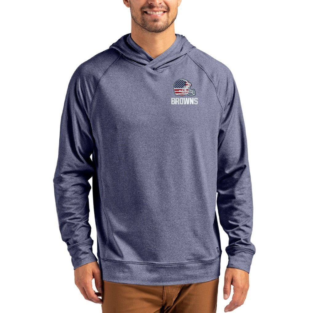 Cutter & Buck Adapt Americana Knit Recycled Raglan Pullover Hoodie - Cleveland Browns