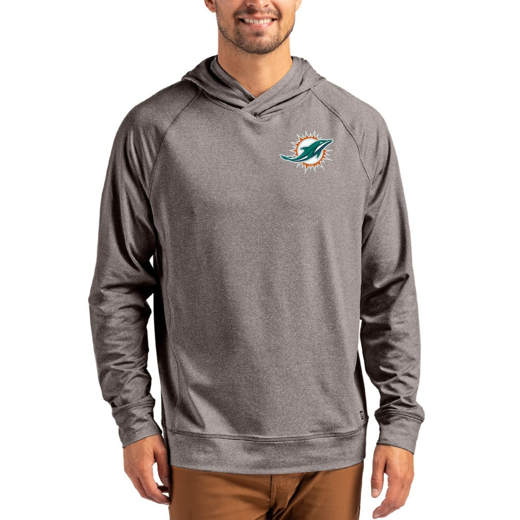 Cutter & Buck Adapt Historic Knit Recycled Raglan Pullover Hoodie - Miami Dolphins