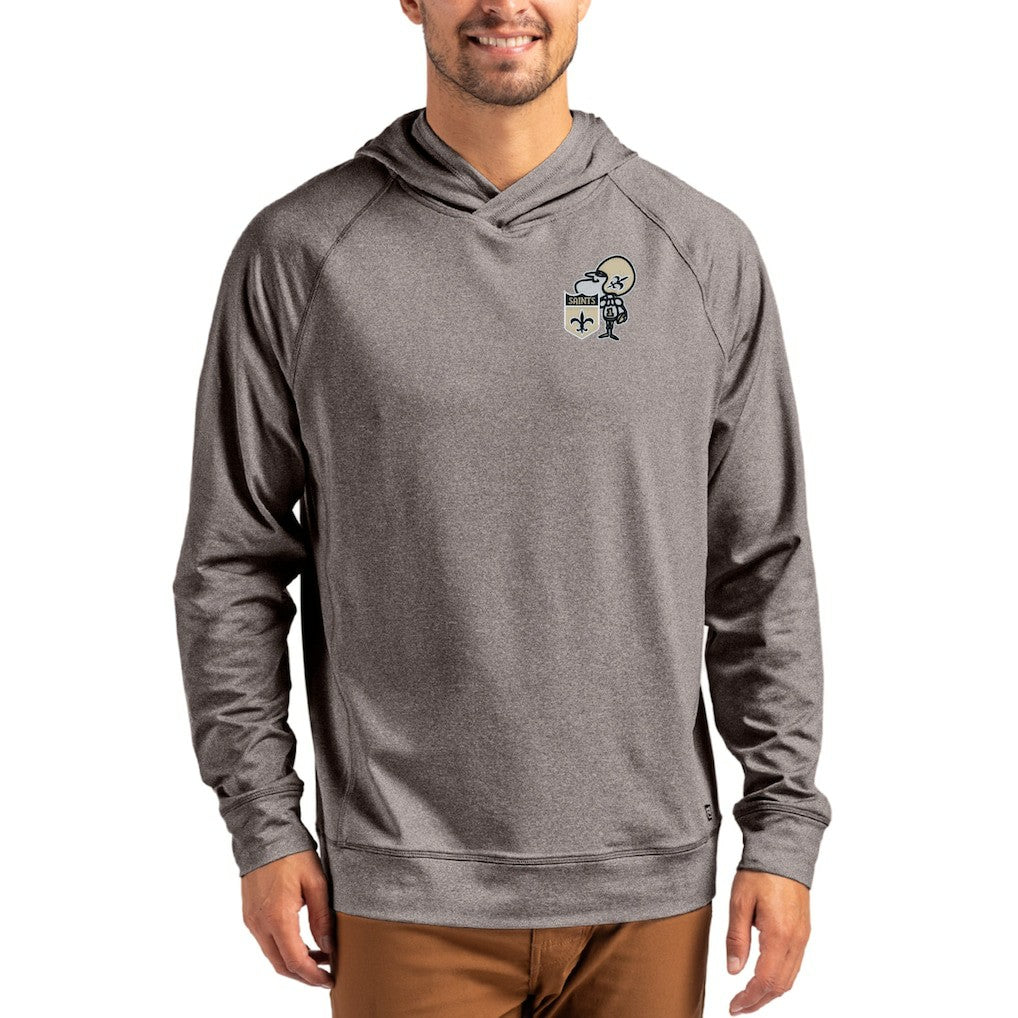 Cutter & Buck Adapt Historic Knit Recycled Raglan Pullover Hoodie - New Orleans Saints